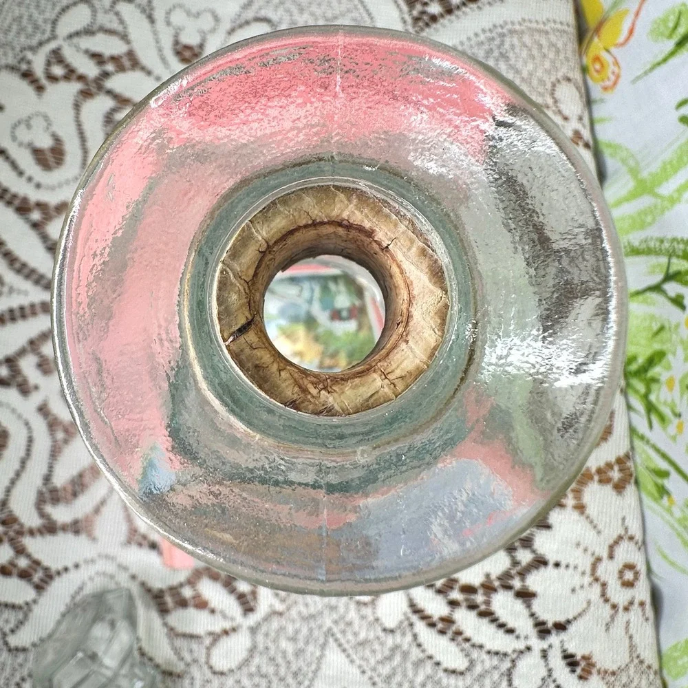 Vintage MCM Glass Liquor Decanter Starburst Pattern Faceted Diamond Stopper